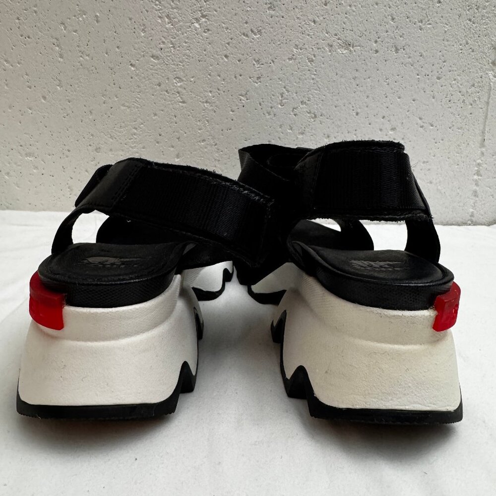 SOREL Kinetic Impact Y-Strap Wedge Sandals Women’s Size 9 Black Leather - Picture 4 of 5